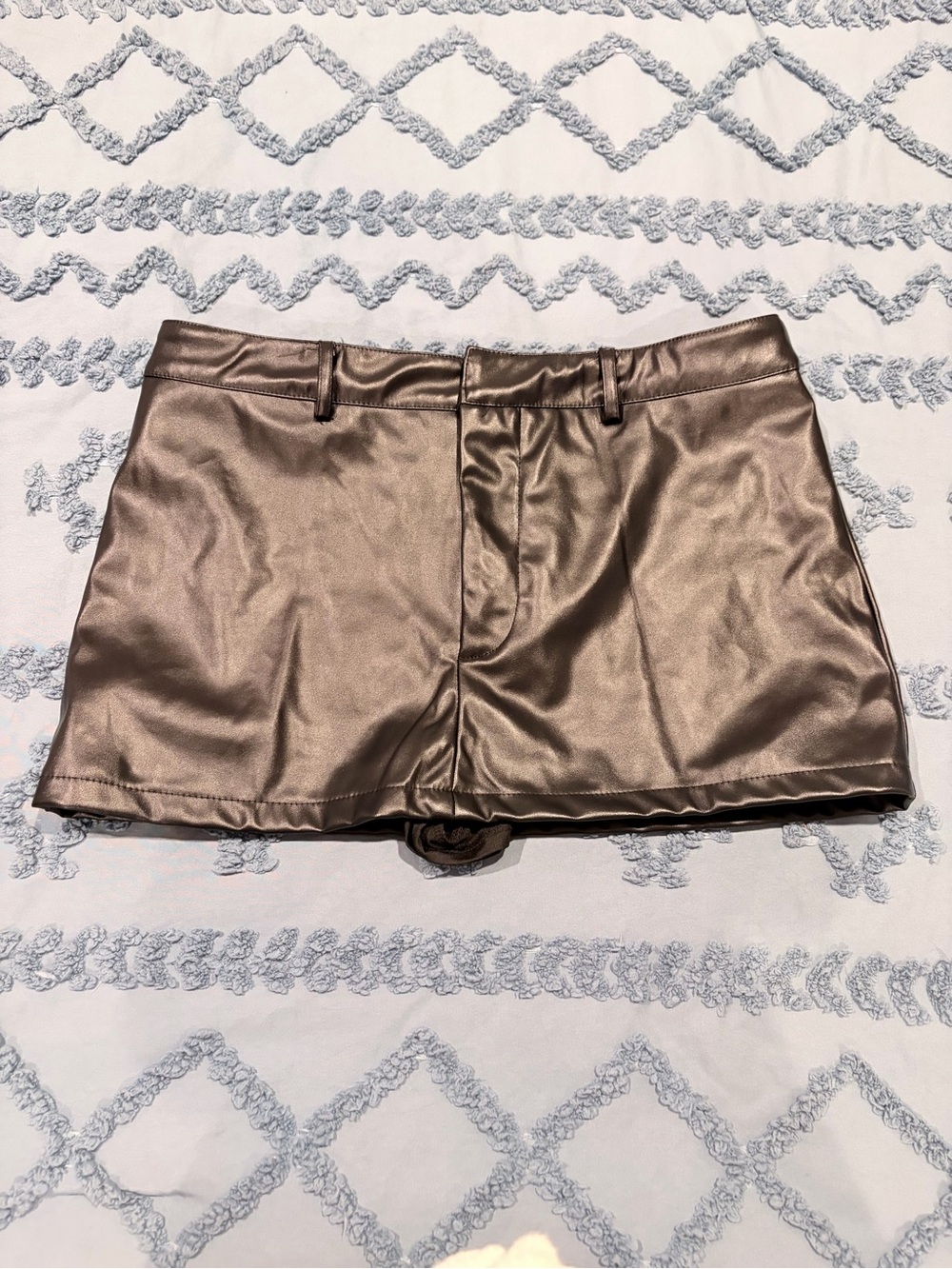 Black Faux Leather High Rise Mini Skort Size Medium US 6